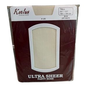 Vintage Korlus Ultra Sheer Pantyhose Sandalfoot Tall Off White 135-150lbs